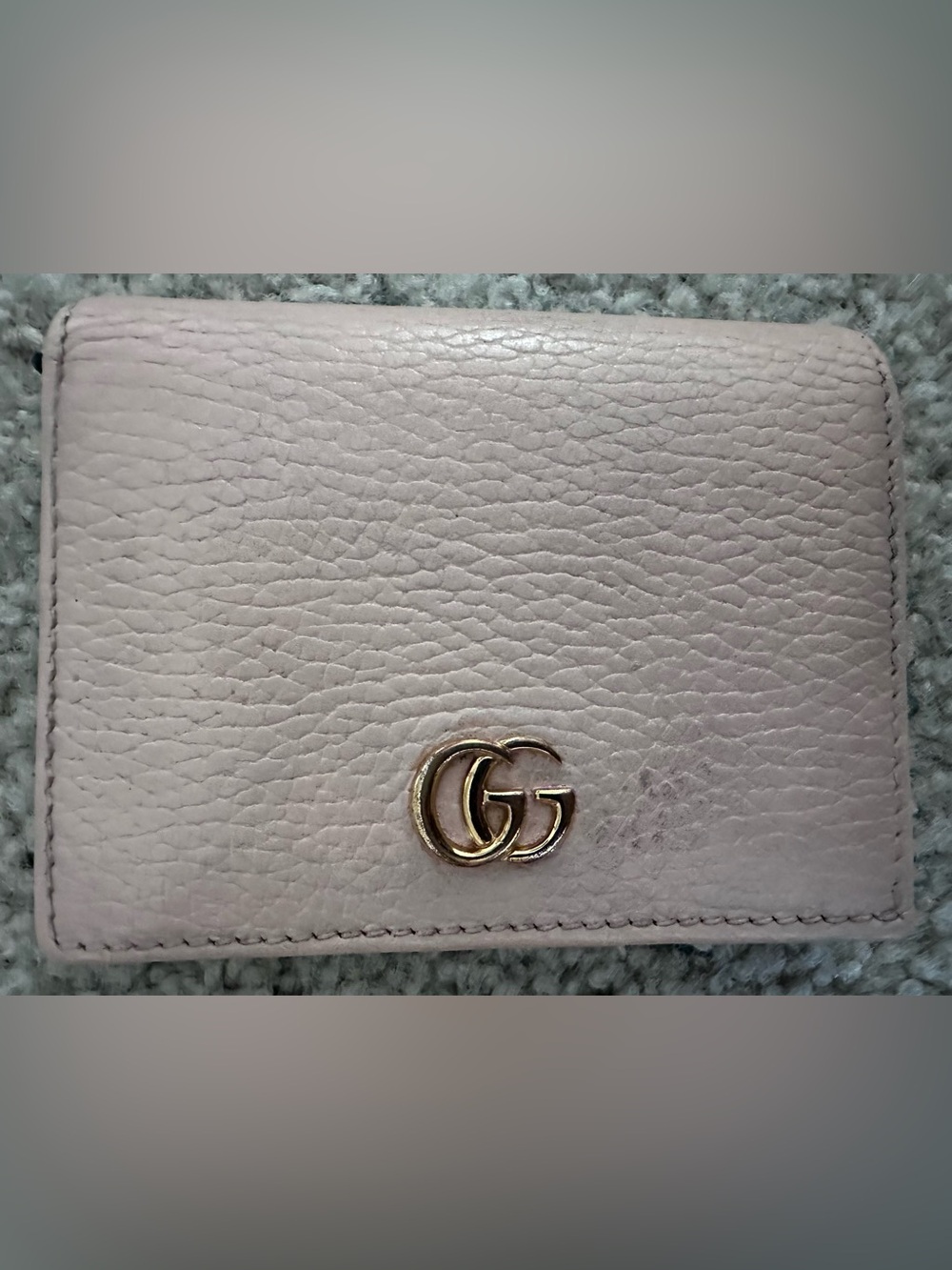 Gucci Light Pink Leather Wallet with Gold GG Emblem